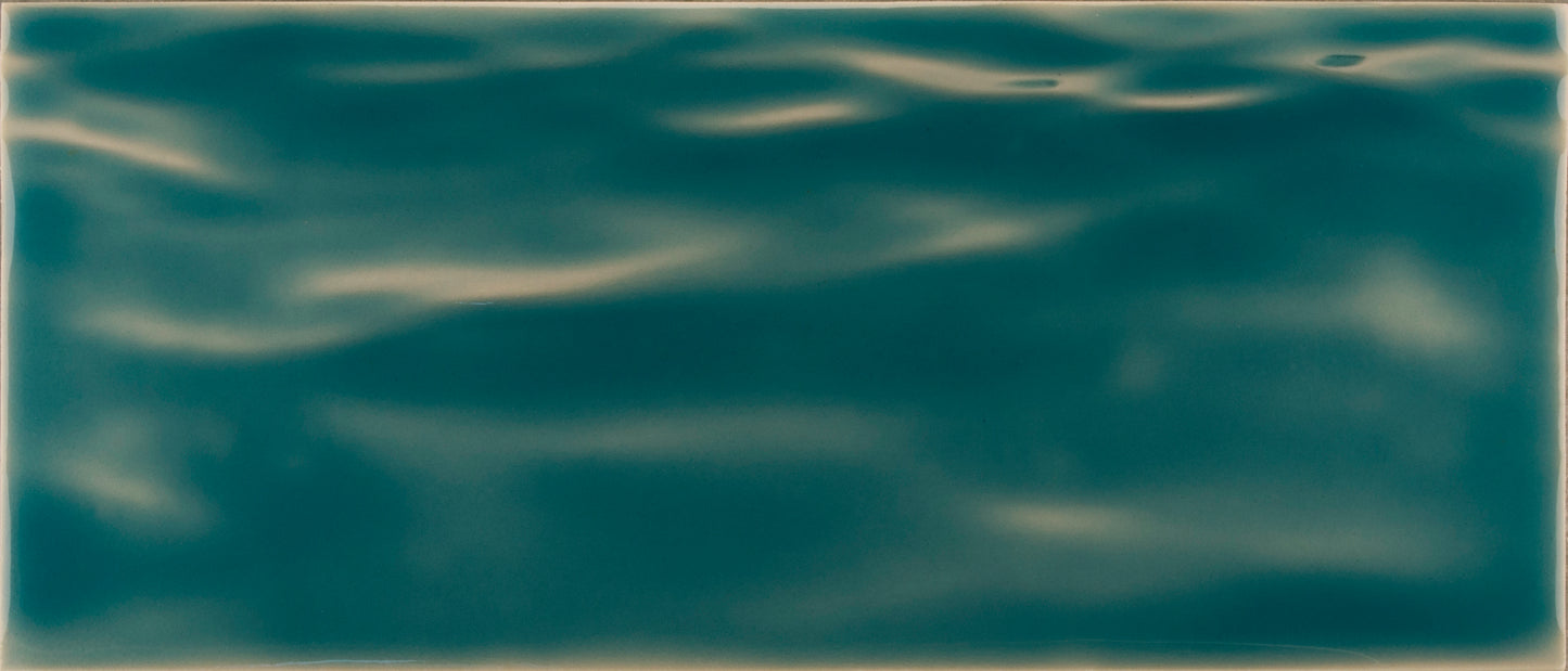 Beach-themed turquoise bathroom tile mural with a water-like texture, ideal for creating a coastal vibe in home decor.