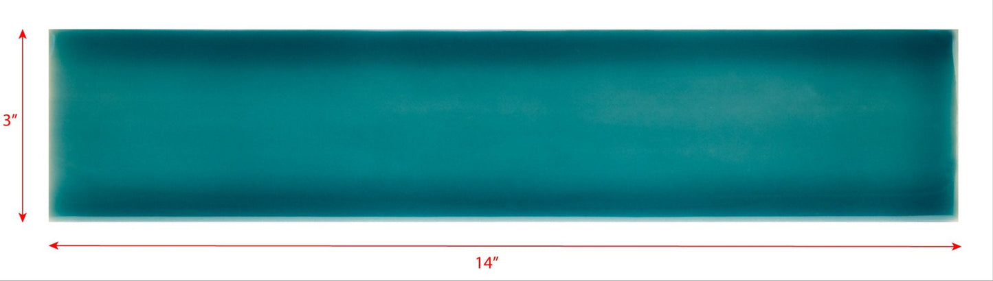 Ocean water-themed backsplash tile, 14 inches by 3 inches, ideal for beach-inspired bathroom decor.