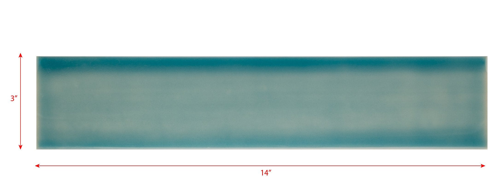 Beach-themed tile backsplash featuring a gradient of ocean blue hues, measuring 3 inches by 14 inches, ideal for enhancing bathroom decor.
