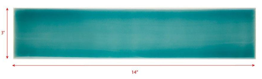 Tranquil ocean water backsplash tile, 14 inches wide by 3 inches tall, ideal for beach-themed bathroom decor.