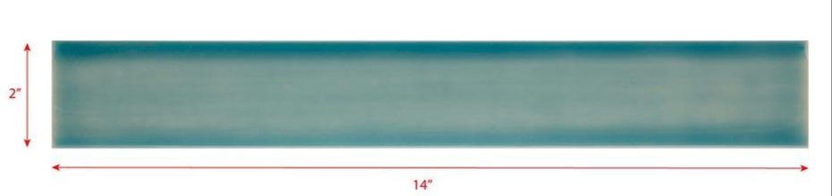 Beach-themed tile backsplash in ocean water hues, 14 inches wide and 2 inches tall, ideal for enhancing bathroom decor.