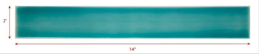 Beach-themed aqua tile backsplash, 14 inches wide and 2 inches tall, ideal for enhancing bathroom decor with a tranquil ocean-inspired aesthetic.