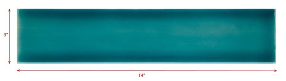 Beach-themed turquoise tile backsplash, 14 inches long and 3 inches high, ideal for enhancing bathroom decor with a coastal ambiance.
