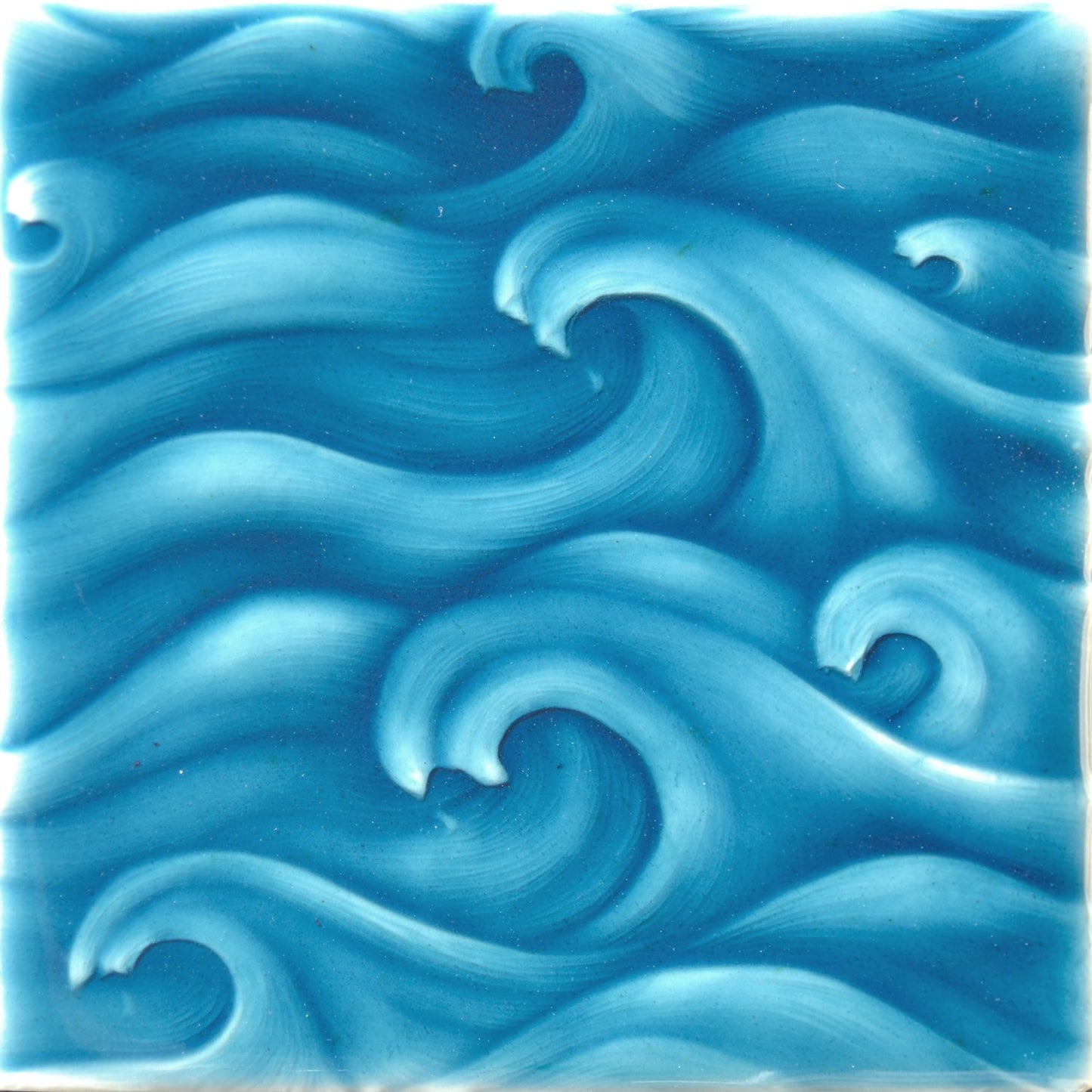 Japanese bathroom wave tile design featuring flowing blue waves inspired by Hokusai art, ideal for home renovations.