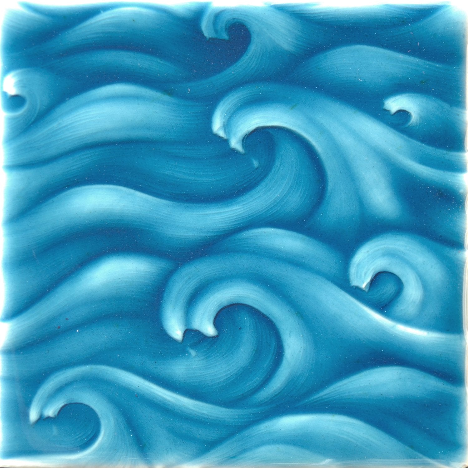 Japanese bathroom wave tile design featuring flowing blue waves inspired by Hokusai art, ideal for home renovations.