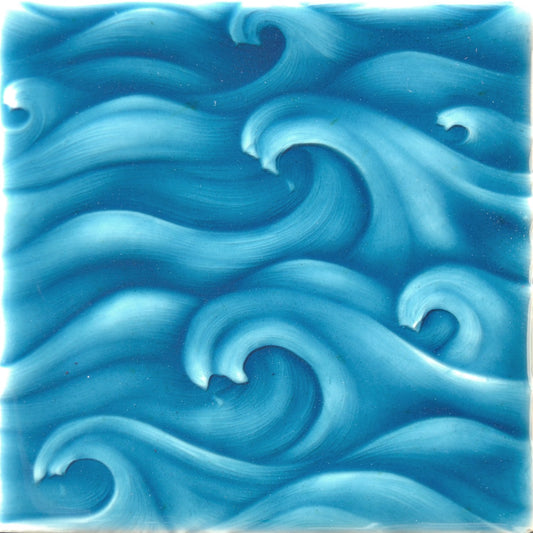 Japanese bathroom wave tile design featuring flowing blue waves inspired by Hokusai art, ideal for home renovations.